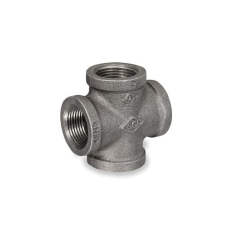 Smith-Cooper® 33X 1004C Pipe Cross, 1/2 in Nominal, FNPT End Style, 150 lb, Malleable Iron, Black