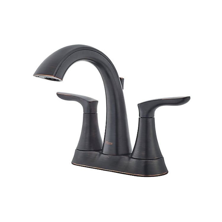 Pfister® LG48-WR0Y Centerset Lavatory Faucet, Weller™, PVD Tuscan Bronze, 2 Handles, Metal Pop-Up Drain, 1.2 gpm Flow Rate