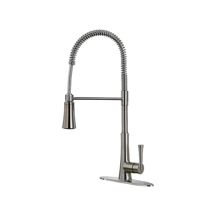 Pfister® LG529-MCS Zuri™ Pull-Down Culinary Faucet, 1.8 gpm Flow Rate, Stainless Steel, 1 Handles, 1/3 Faucet Holes, Function: Traditional