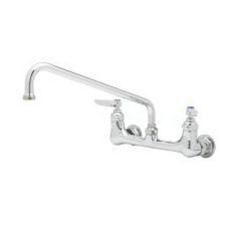 T & S B-0231 Double Pantry Manual Faucet, 23.09 gpm Flow Rate, 8 in Center, Tubular Spout, Polished Chrome