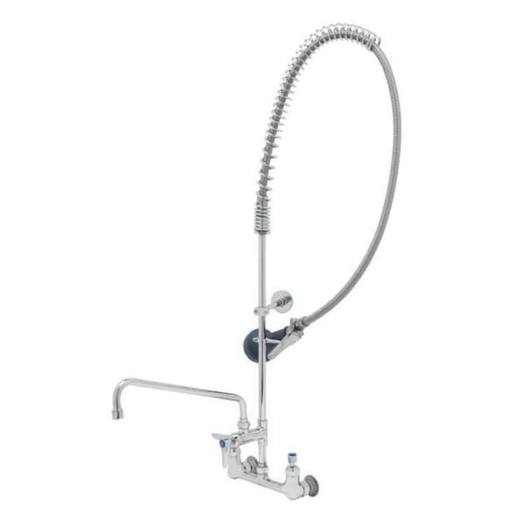 T & S B-0133-01-CR-8C Spring Action Pre-Rinse Unit With Overhead Spring, 0.65 gpm Flow Rate, 8 in Center, Polished Chrome