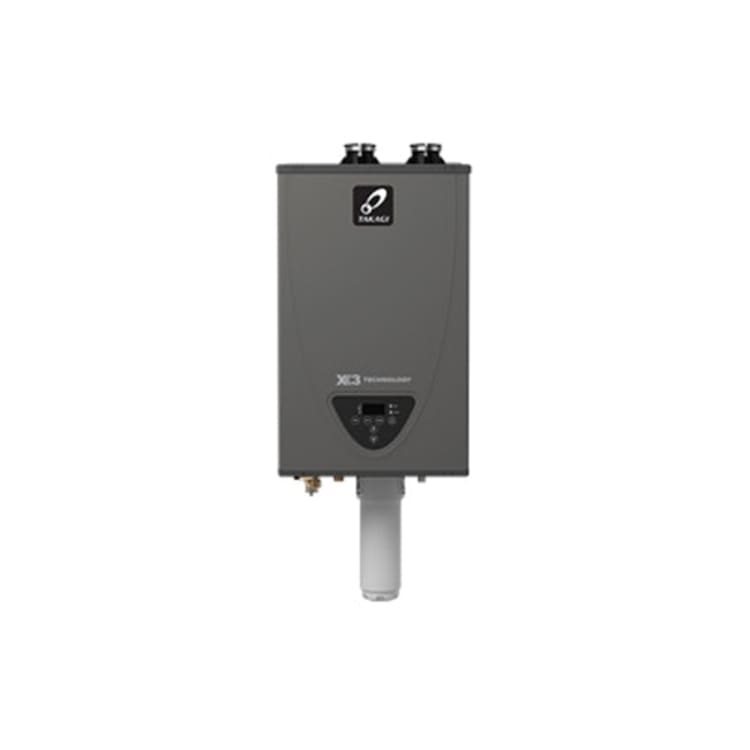 Takagi ProLine® 100319927 Tankless Water Heater With X3™ Scale Prevention Technology, Natural Gas Fuel, 180000 Btu/hr Heating, Indoor/Outdoor: Indoor, Condensing, 8 gpm Flow Rate, Power Direct Vent, 2 in Vent, 0.93, Residential