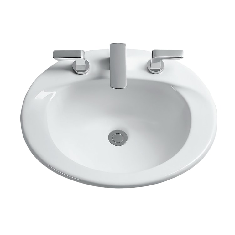 Toto® LT511.4G#11 Supreme® Self-Rimming Lavatory With Consealed Front Overflow, Oval, 4 in Faucet Hole Spacing, 20 in W x 17 in D, Drop-In Mount, Vitreous China, Colonial White