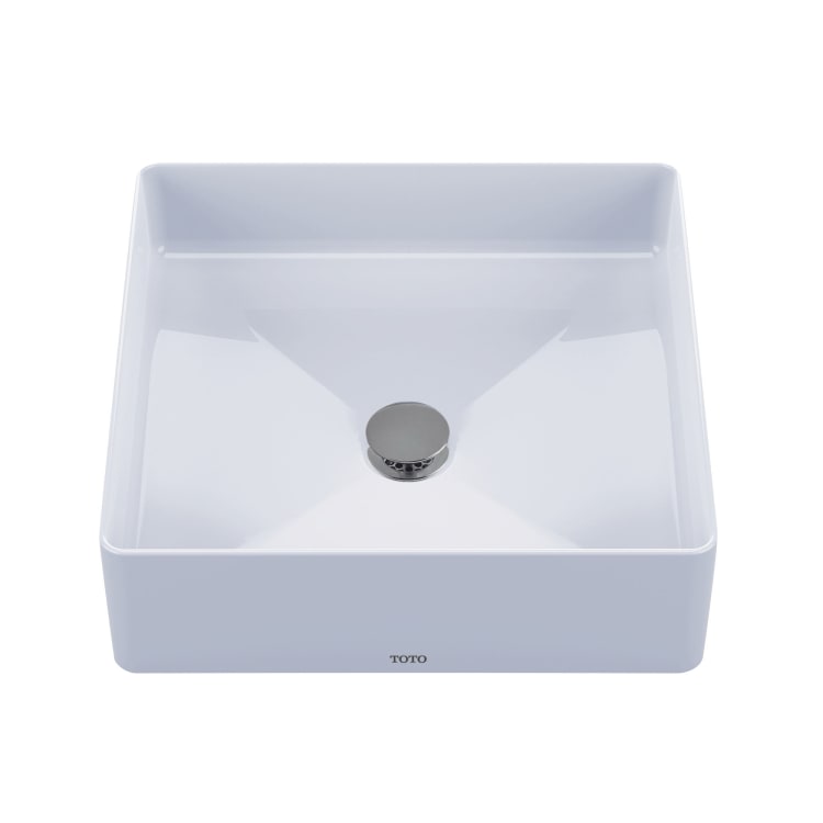 Toto® LT574#01 Arvina™ Vessel Lavatory Without Overflow, Square, 16-9/16 in W x 16-9/16 in D, Fireclay, Cotton