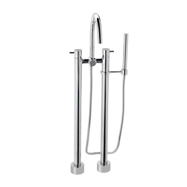 Toto® TB100DF#CP Free Standing Tub Filler, 2.5 gpm, 8 in Center, Polished Chrome, 2 Handles, Hand Shower Yes/No: Yes, Residential