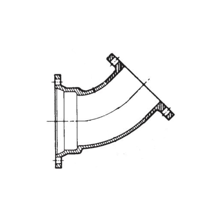 TYLER UNION® 422389 Compact 45 deg Elbow, 8 in, Mechanical Joint x Flanged, Ductile Iron, Cement Lined, Domestic