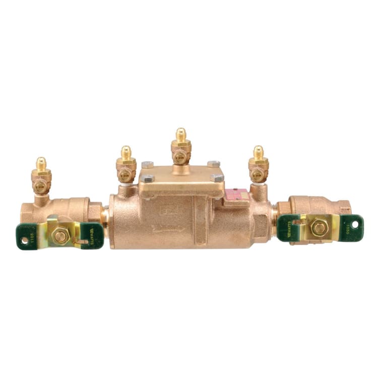 WATTS® 0062306 007 Inline Double Check Valve Assembly, 1 in Nominal, Female Threaded NPT End Style, Quarter-Turn Ball Valve, Bronze Body, 7.5 fps Flow Rate, Domestic