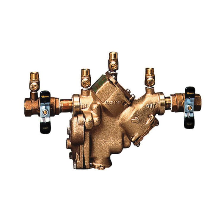 WATTS® 0387129 909, 909-QT Reduced Pressure Zone Assembly, 1 in Nominal, Quarter-Turn Ball Valve, Bronze Body