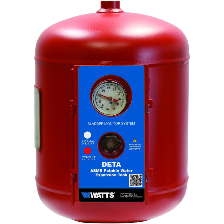 WATTS® 0212026 DETA Pressurized Expansion Tank, 3.5 gal Tank, 2.3 gal Acceptance, 150 psi, ASME Yes/No: Yes, 10 in Dia x 14 in H