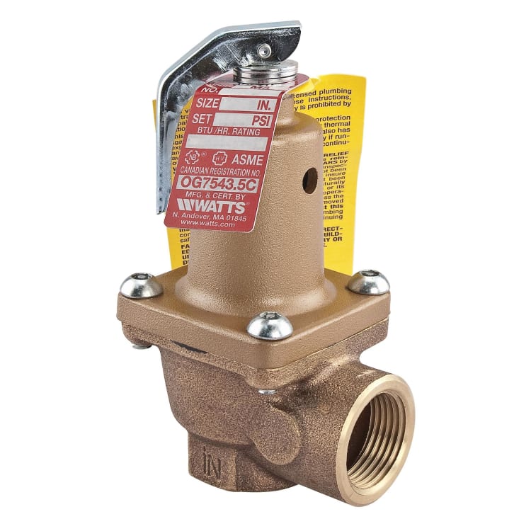 WATTS® 0274547 174A Pressure Relief Valve, 3/4 in Nominal, FNPT End Style, 30 to 150 psi Pressure, Bronze Body, Domestic