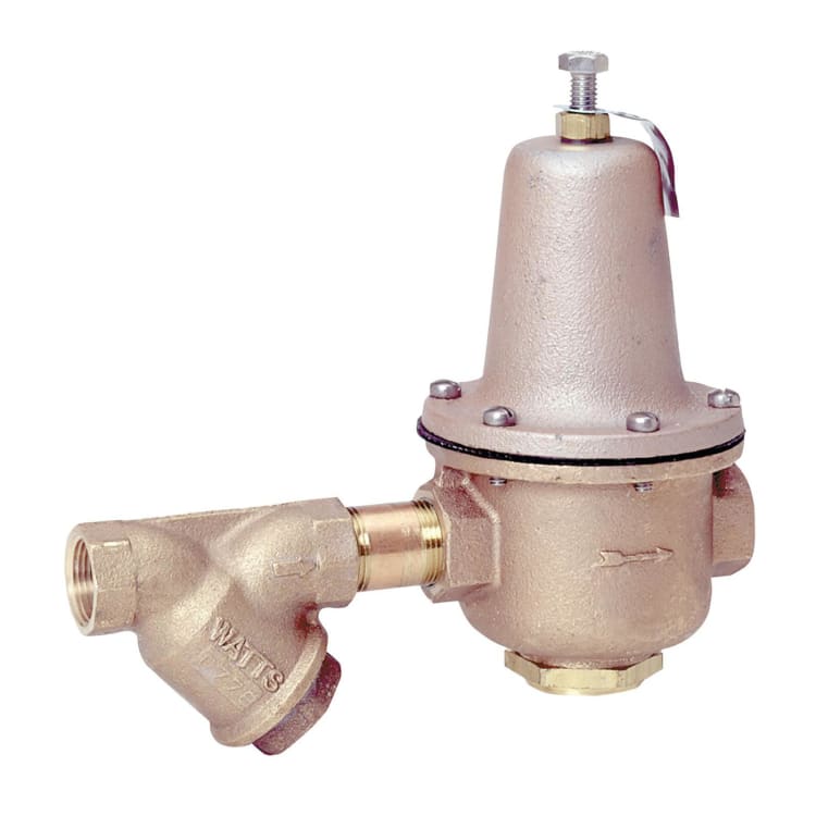 WATTS® 0298546 LF223 High Capacity Pressure Reducing Valve, 1 in Nominal, FNPT Inlet with Strainer x FNPT Outlet End Style, 25 to 75 psi Pressure, Brass Body, Domestic