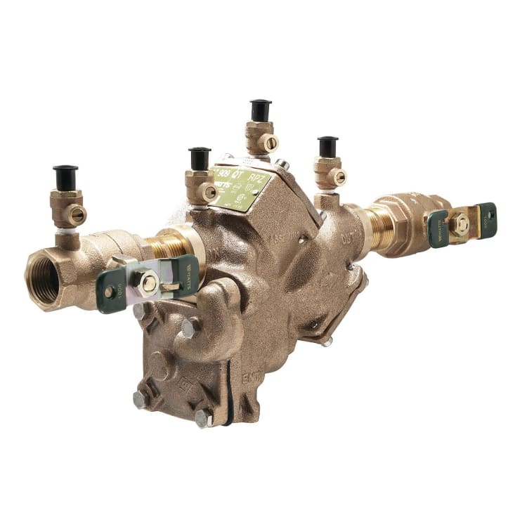 WATTS® 0391008 LF909 Reduced Pressure Zone Assembly, 3/4 in Nominal, FNPT End Style, Quarter-Turn Ball Valve, Cast Copper Silicon Alloy Body, Domestic