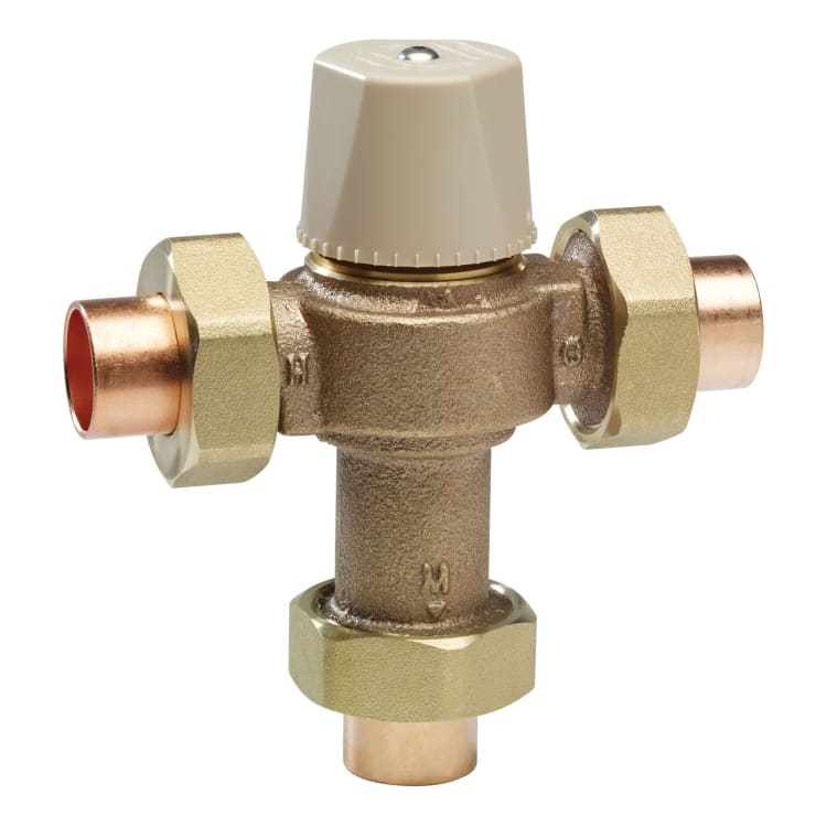 WATTS® 0559115 LFMMV Thermostatic Mixing Valve, 1/2 in, Solder, 150 psi, 0.5 to 20 gpm, Copper Silicon Alloy Body