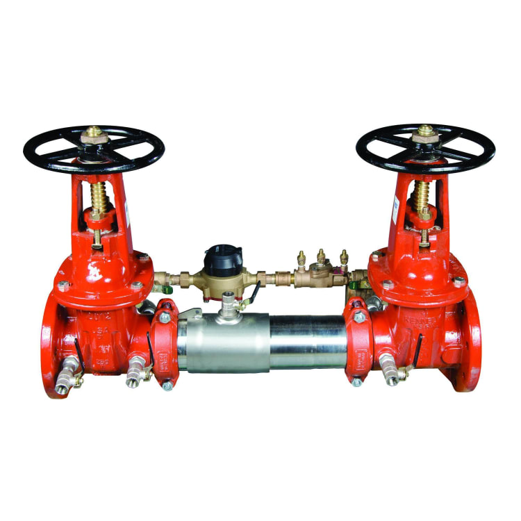 WATTS® 0122712 LF757DCDA Detector Assembly, 6 in Nominal, Flanged End Style, Resilient Seated Gate Valve, 304 Stainless Steel Body, Dual Check, 150 lb, Domestic