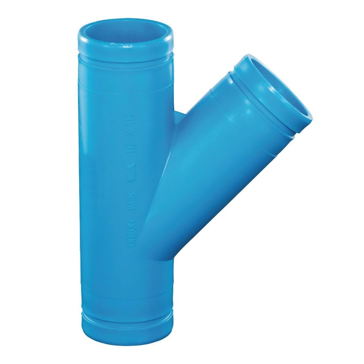 Orion® Blueline™ 710305 FRPP NH, NH-BL-4-45Y 45 deg Lateral Wye, 4 in Nominal, No-Hub End Style, Polypropylene