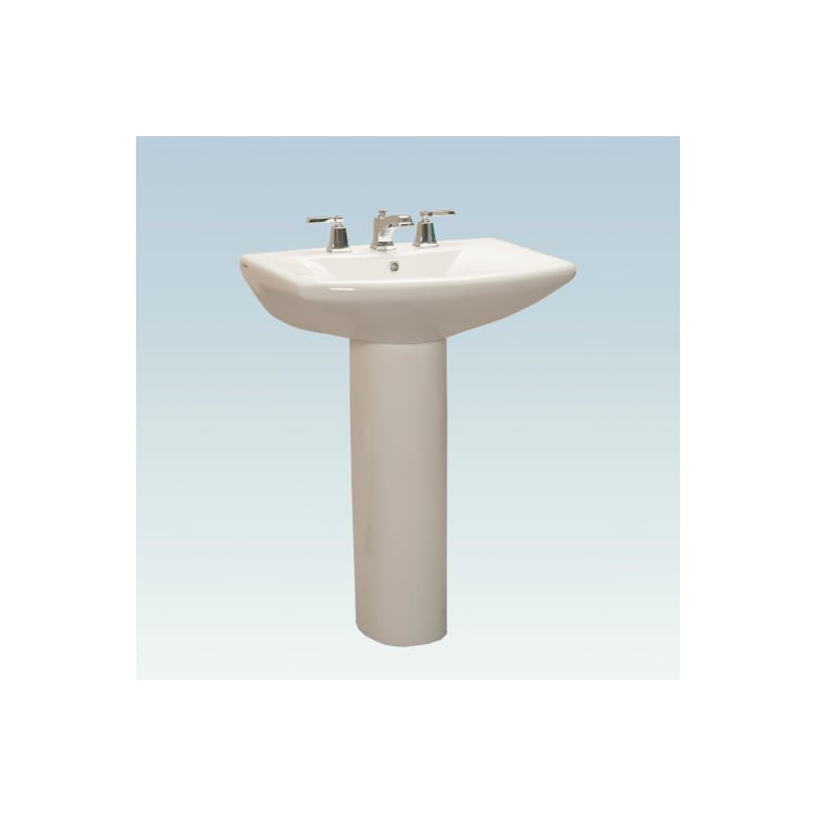 Western Pottery L270-4 Lavatory Sink, 4 in Faucet Hole Spacing, 26-3/4 in W x 19-1/4 in D x 34 in H, Pedestal Mount, White