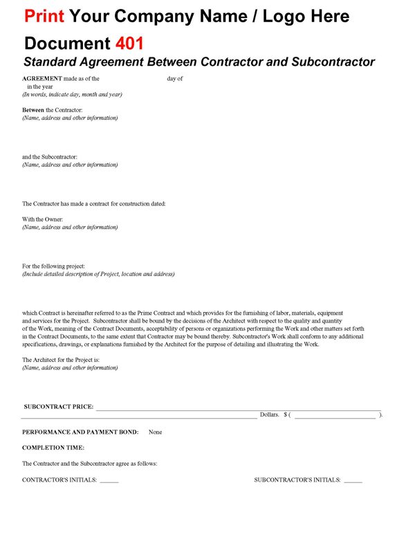 Standard Form of Agreement Between Contractor and Standard Form of Agreement Between Contractor and