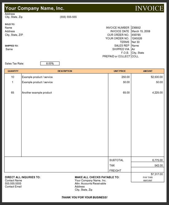 invoice excel form