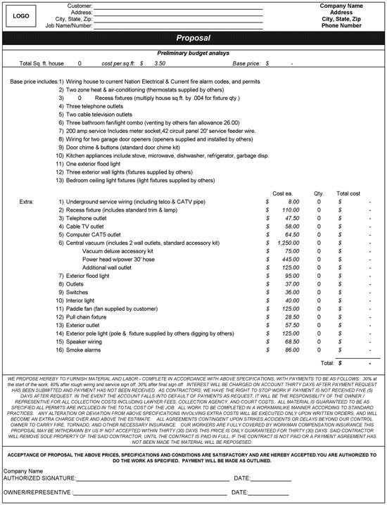 Electrical Proposal Template