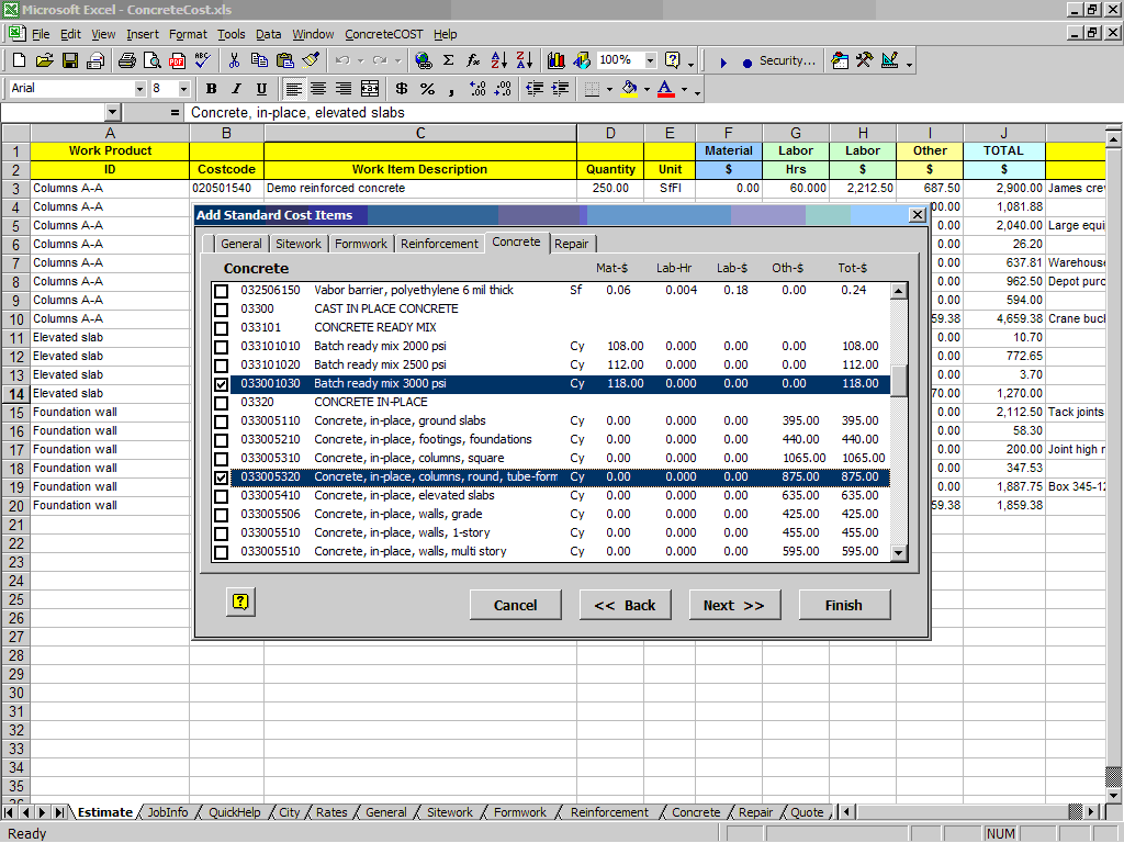 ConcreteCost Estimator for ExcelConstruction Office Online