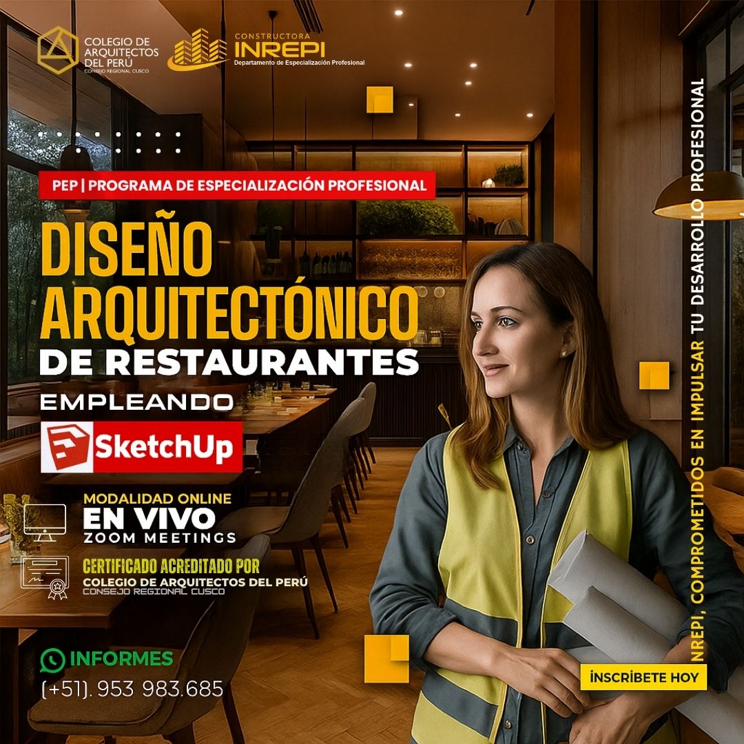 Diseño arquitectónico de restaurantes con aplicación profesional de Sketchup