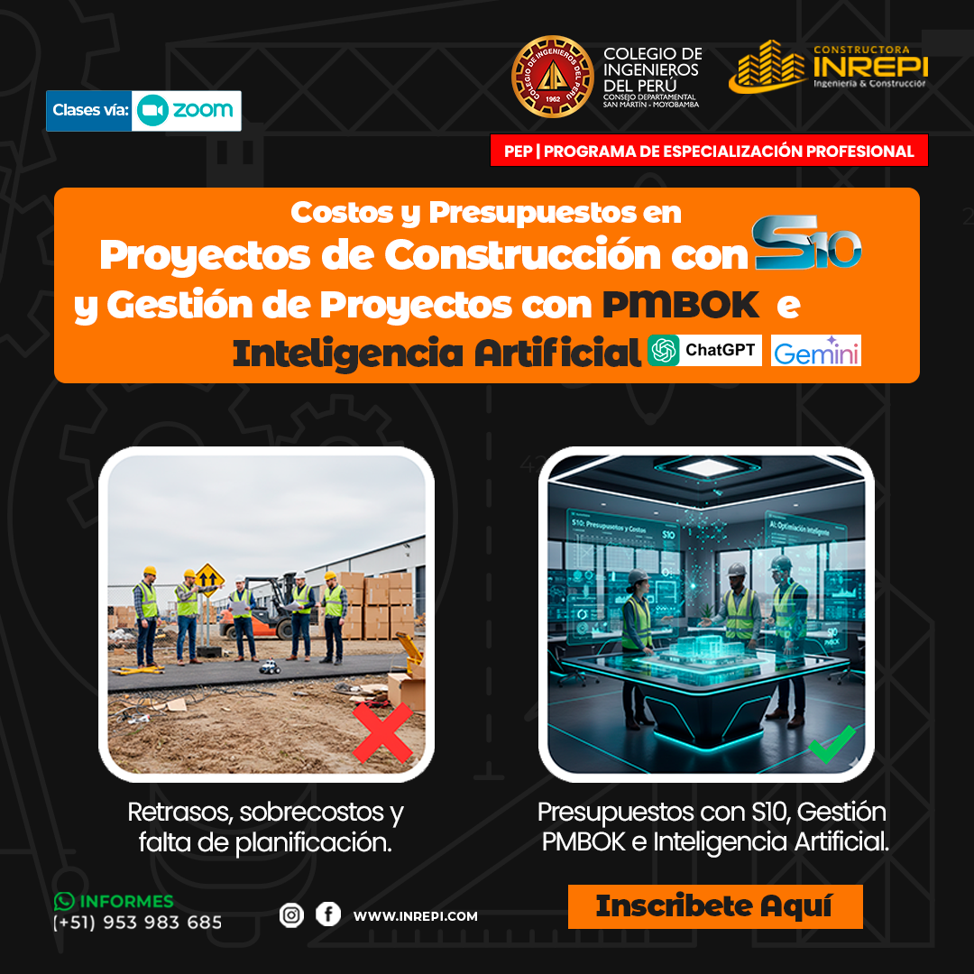 Costos y Presupuestos en Proyectos de Construcción con S10, Gestión de Proyectos con PMBOK e Inteligencia Artificial