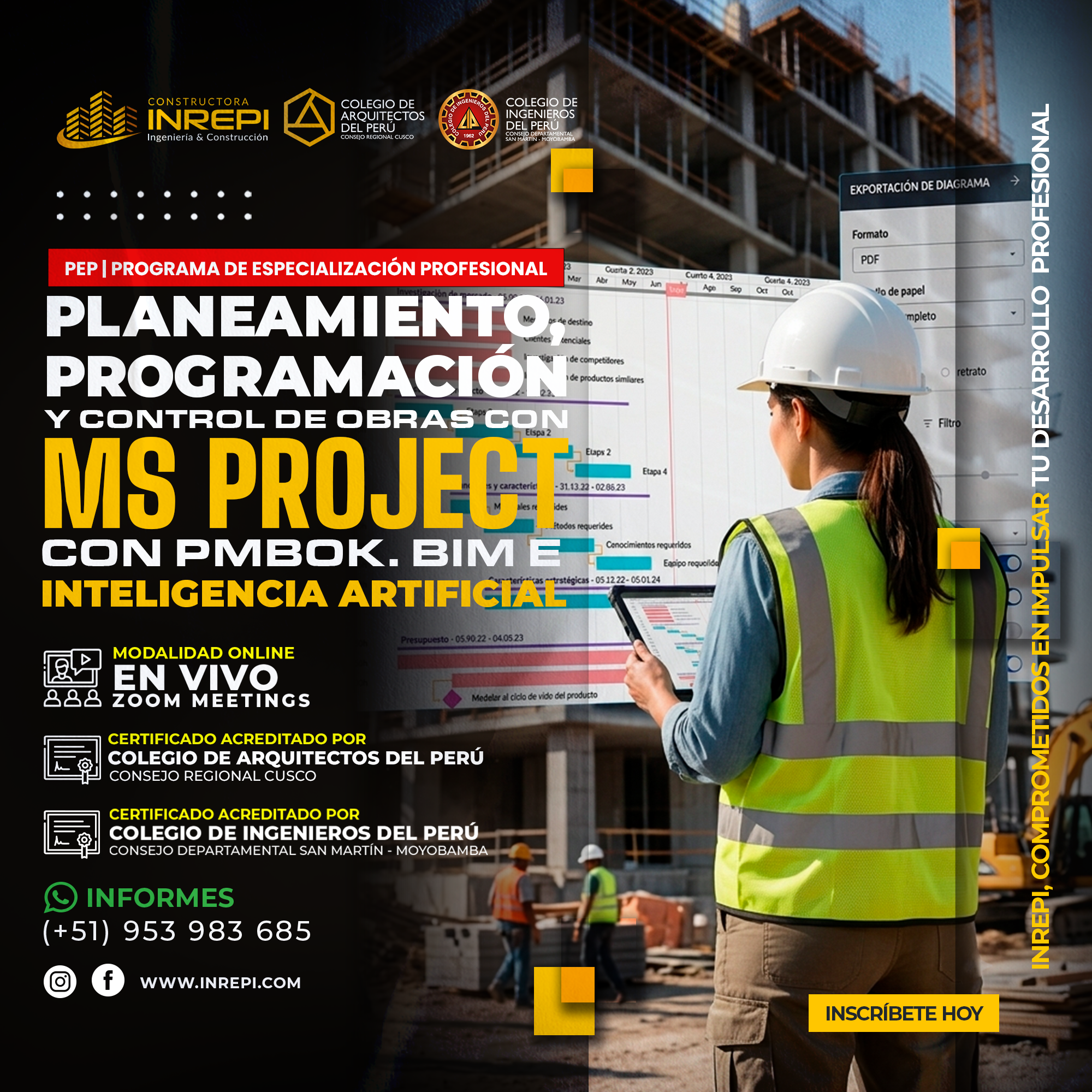 Planeamiento, Programación y Control de Obras con MS Project, PMBOK, BIM e Inteligencia  Artificial