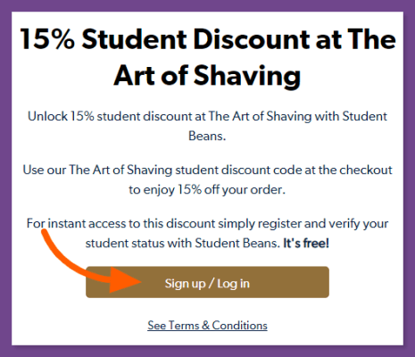 How to get The Art of Shaving Student Discount