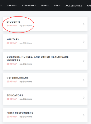 How to get Peloton Student Discount