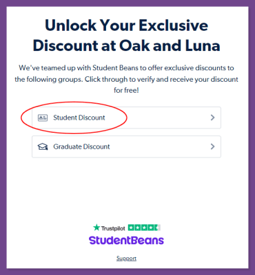 How to get Oak & Luna Student Discount