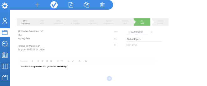 address, meta and intro of an invoice