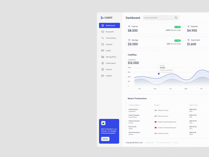 Cover image for Finance Dashboard UX/UI – Data-Heavy Interface