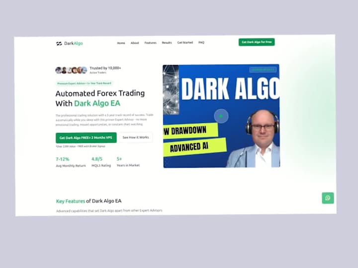 Cover image for Dark Algo EA Website Design - Forex Trading Platform