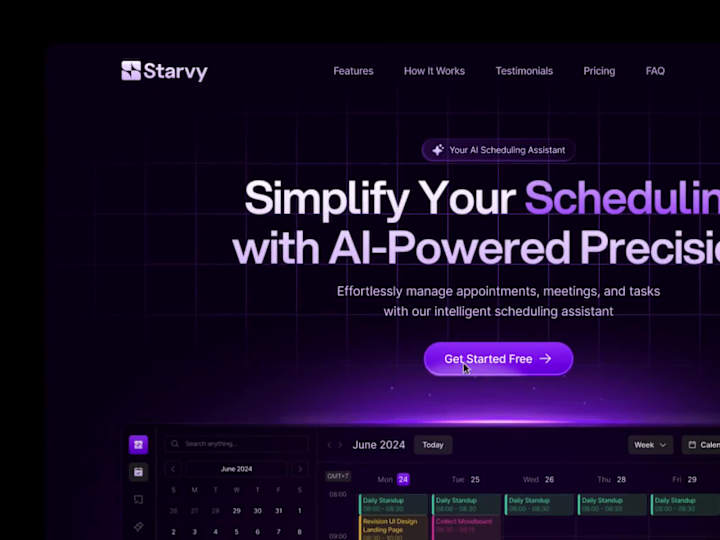 Cover image for Starvy – Landing Page Design for AI Scheduling SaaS