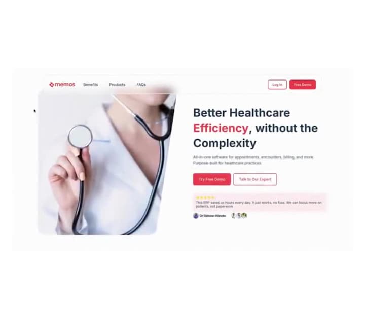 Cover image for Memos Healthcare ERP Landing Page - Framer