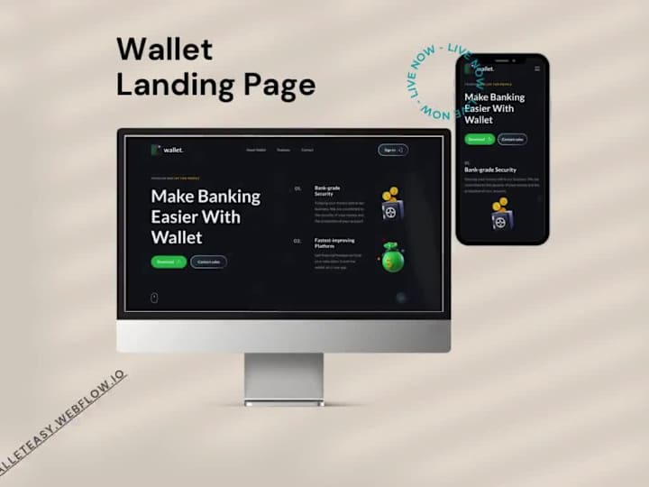 Cover image for FinTech App Landing Page - Dark Theme Design
