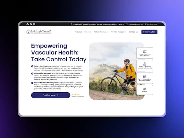 Cover image for Medical website design for Mile High Vascular 