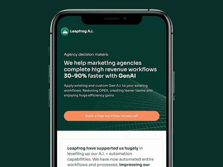 Cover image for Leapfrog.ai | Webflow Build | Built in 7 Days