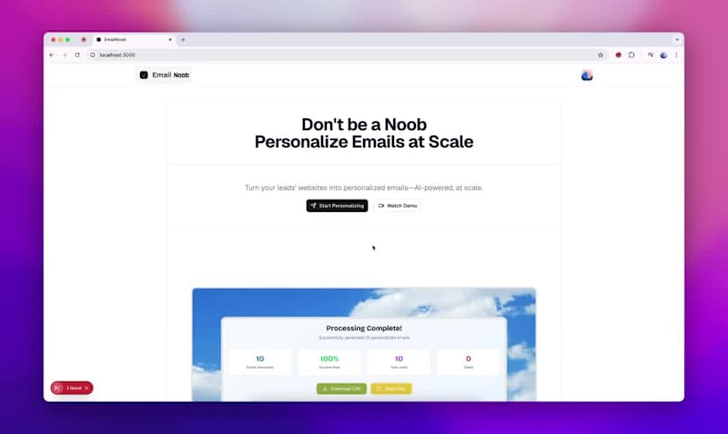 Cover image for EmailNoob.com AI-Powered Cold Email Personalization