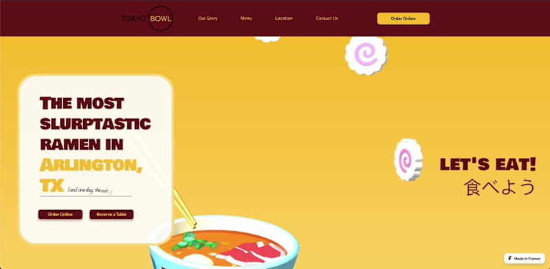 Cover image for Tokyo Bowl - Interactive Restaurant Website 