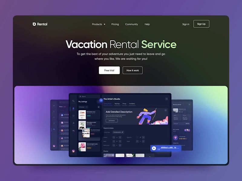 Cover image for Vacation Rental Dashboard UI Design