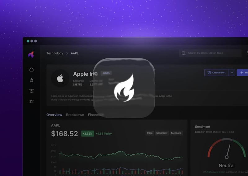 Cover image for AI Stock Sentiment Analytics SaaS Product + UX Overhaul