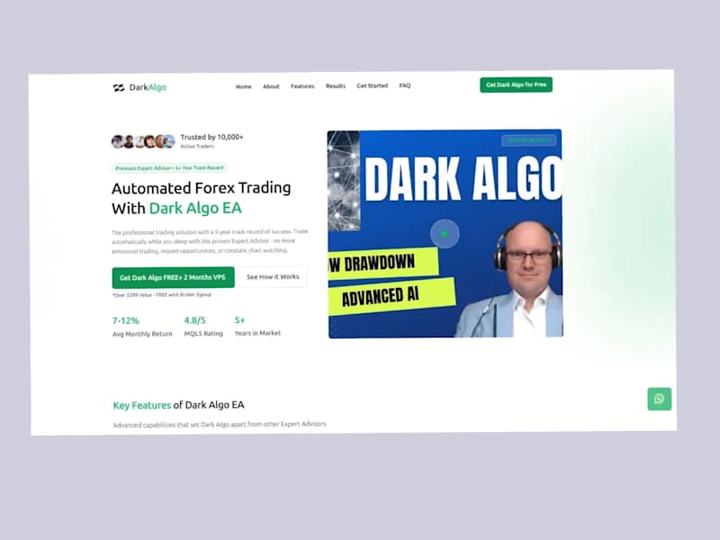 Cover image for Dark Algo EA Website Design - Forex Trading Platform