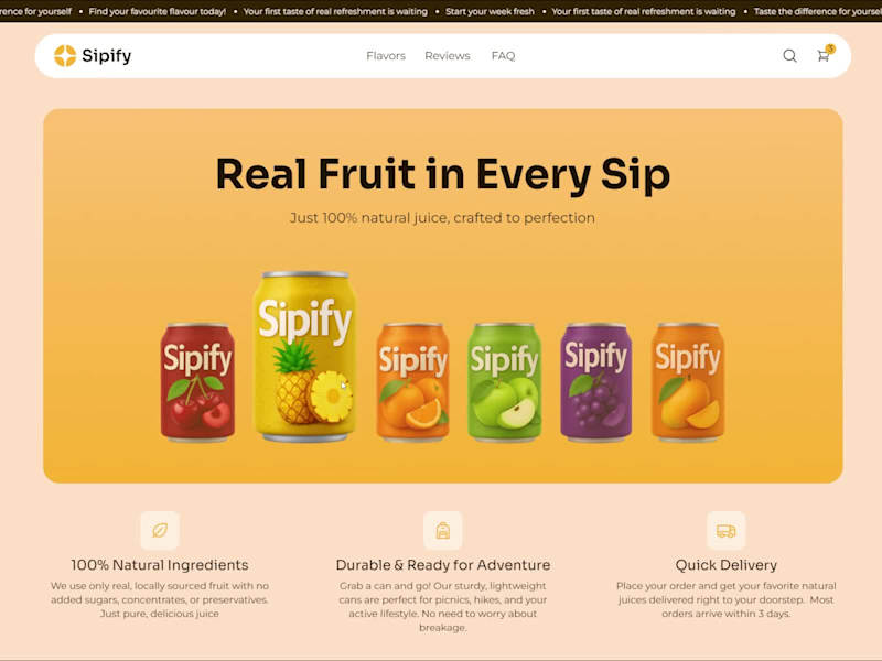 Cover image for Sipify | Framer E-commerce built with Frameship & Shopify