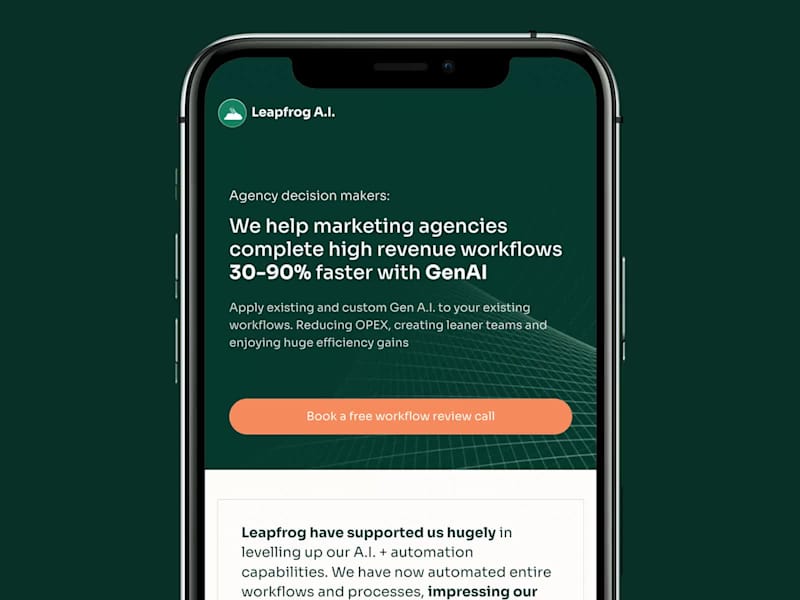 Cover image for Leapfrog.ai | Webflow Build | Built in 7 Days