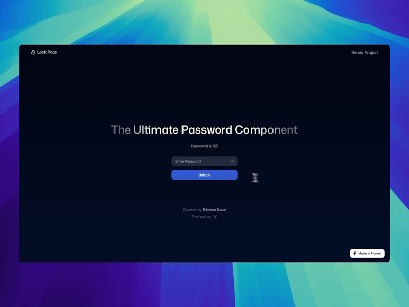 Cover image for Lock Page - Framer Code Component