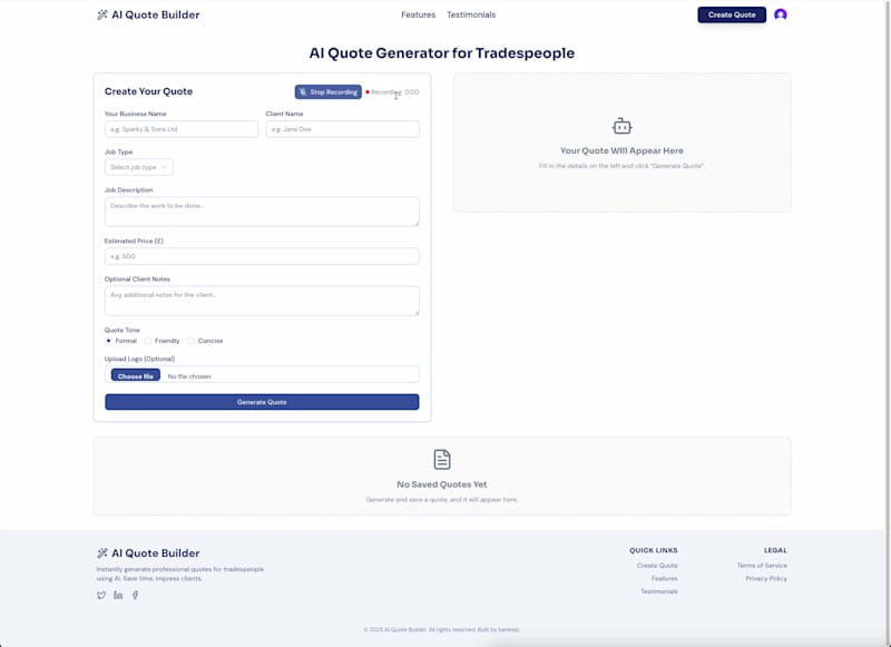Cover image for AI Quote Builder Development