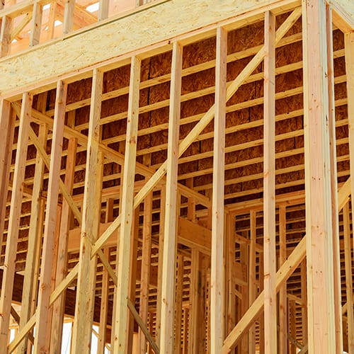 Wooden framing of house being built