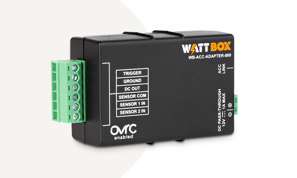 WattBox in rack with trigger mounted on side of rack