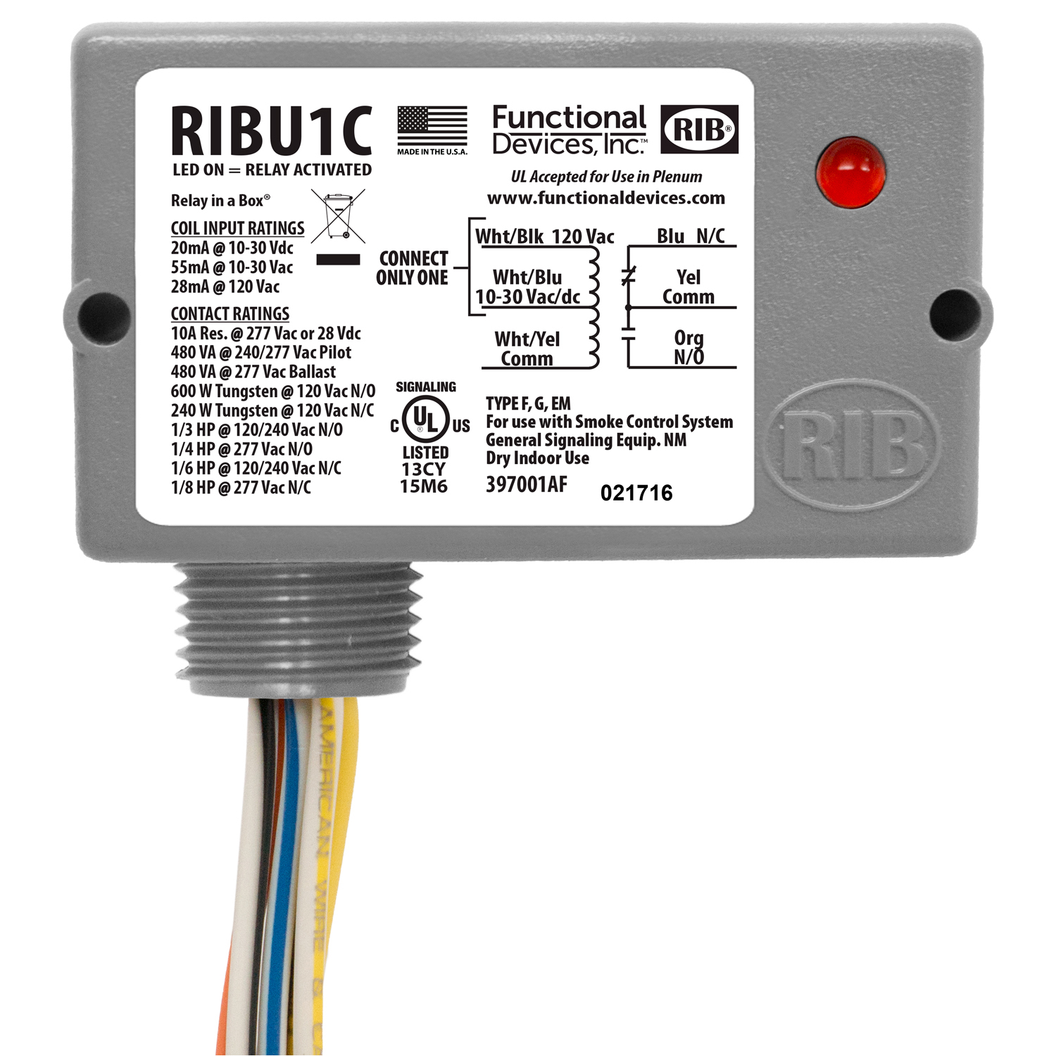 RIBU1C RIB Relay Functional Devices Enclosed Pilot Relay
